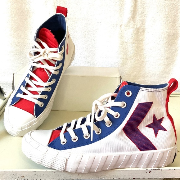 Converse UNT1TL3D High Top Sneakers Red White Blue Sz 7 men’s/ Sz 9 women’s - Picture 2 of 11